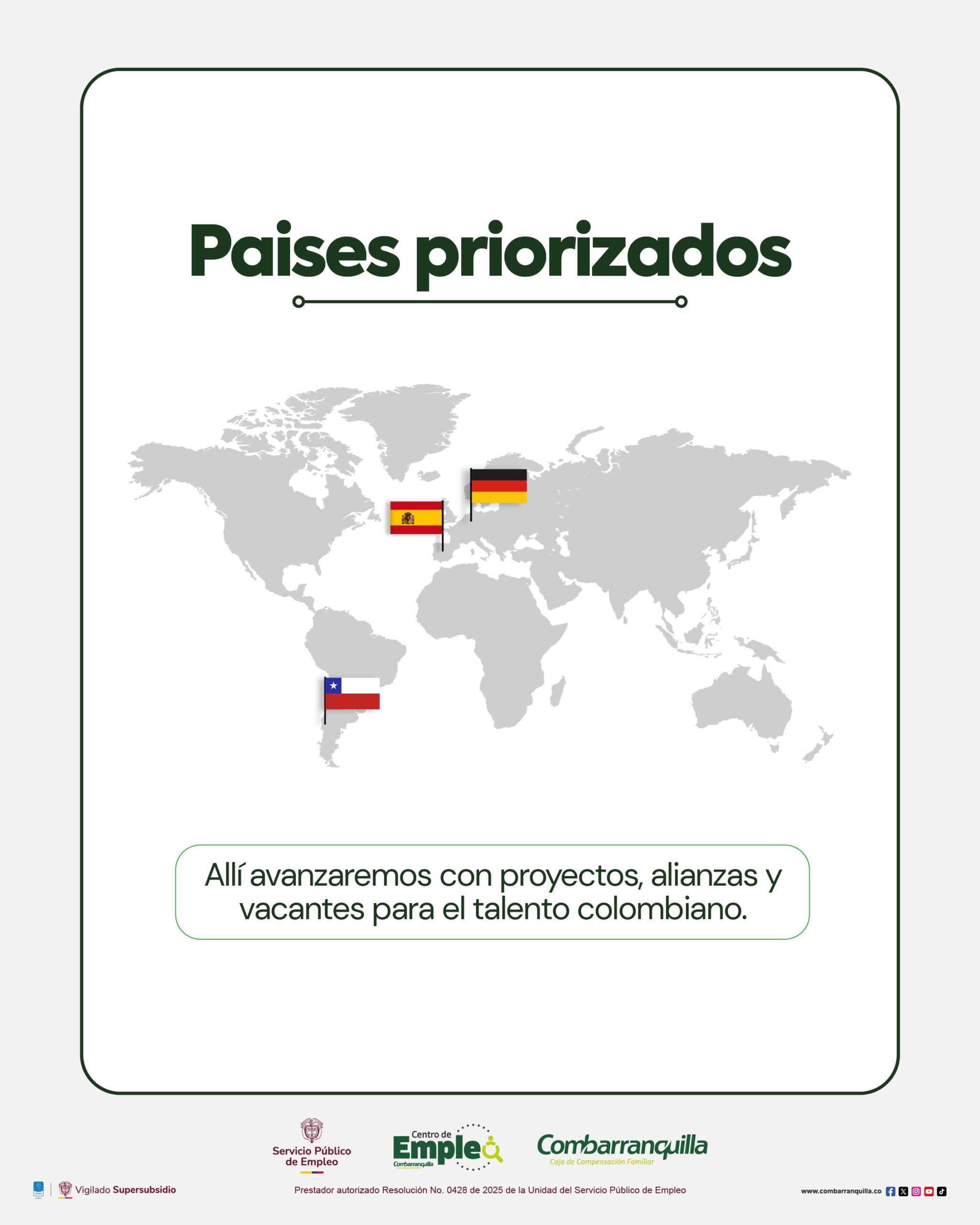 Países priorizados - España, Alemania y Chile